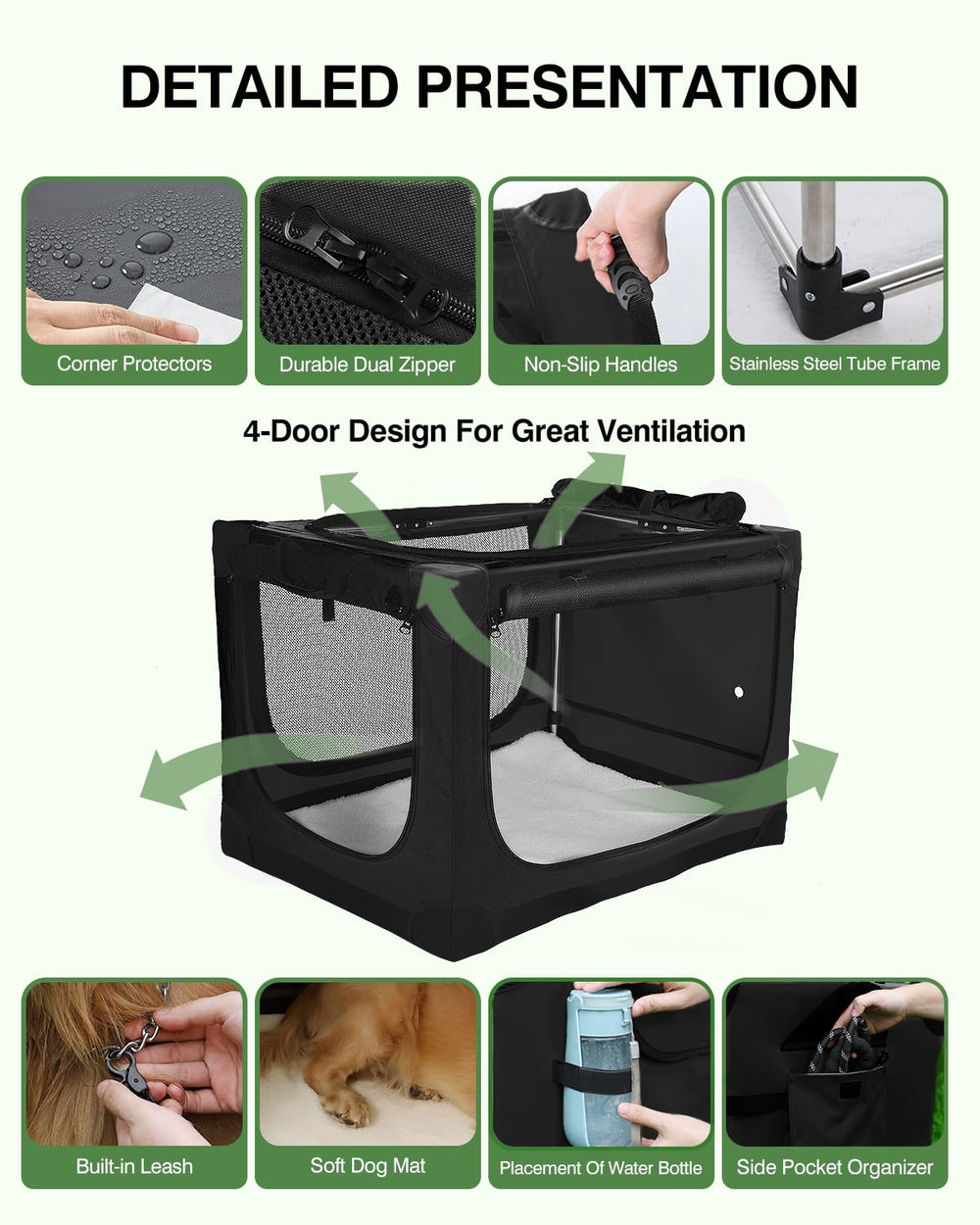 Veraste storage bag included with crate for convenient carrying.