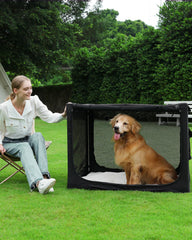 Veraste foldable soft dog crate ready for travel and storage