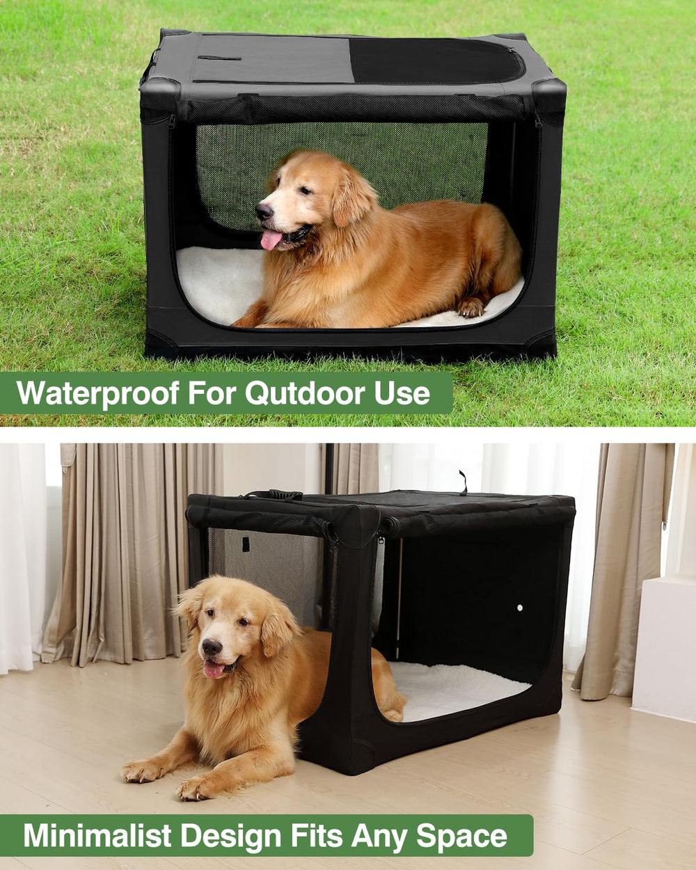 Veraste soft-sided dog crate with four mesh walls for ventilation and comfort