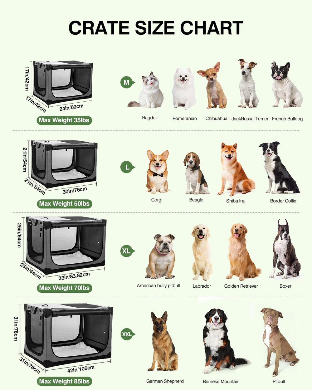 Veraste 24in travel dog crate open doors showing quick access for easy setup.