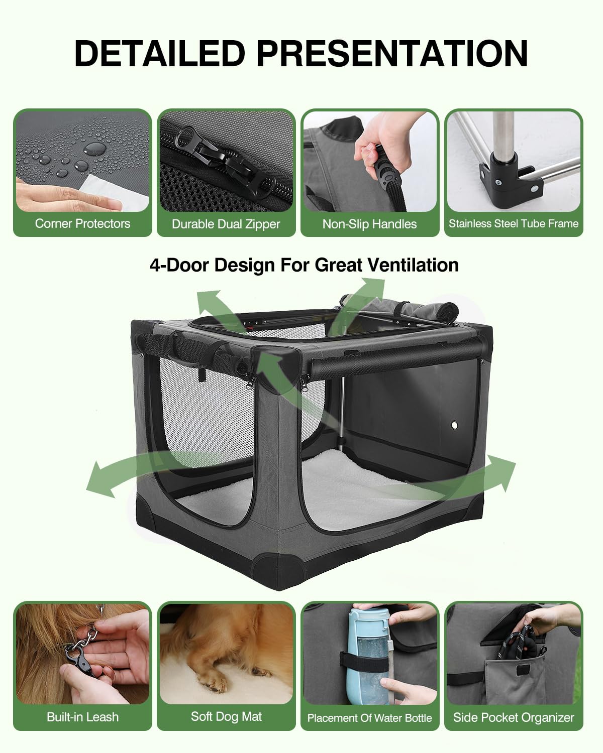 Veraste 24in travel dog crate storage bag ready for on-the-go travel.