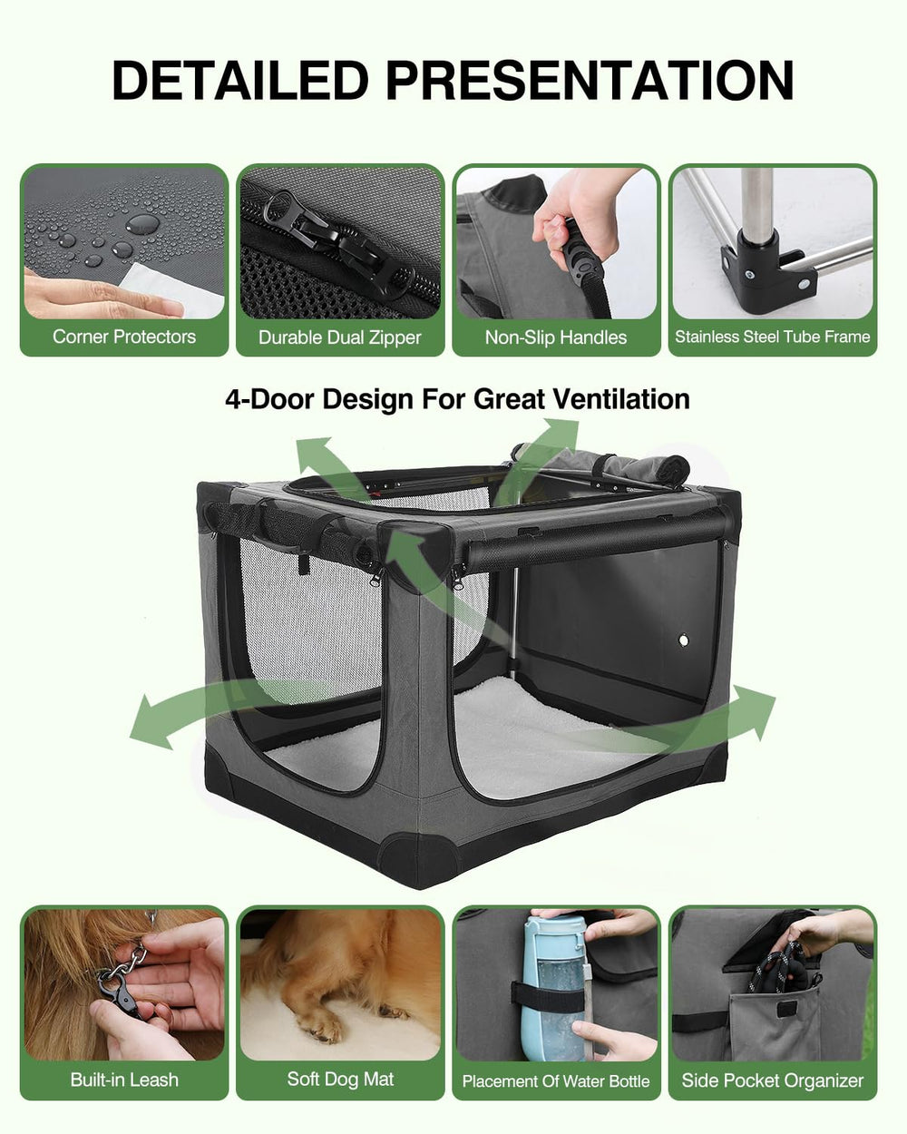 Veraste 24in travel dog crate storage bag ready for on-the-go travel.