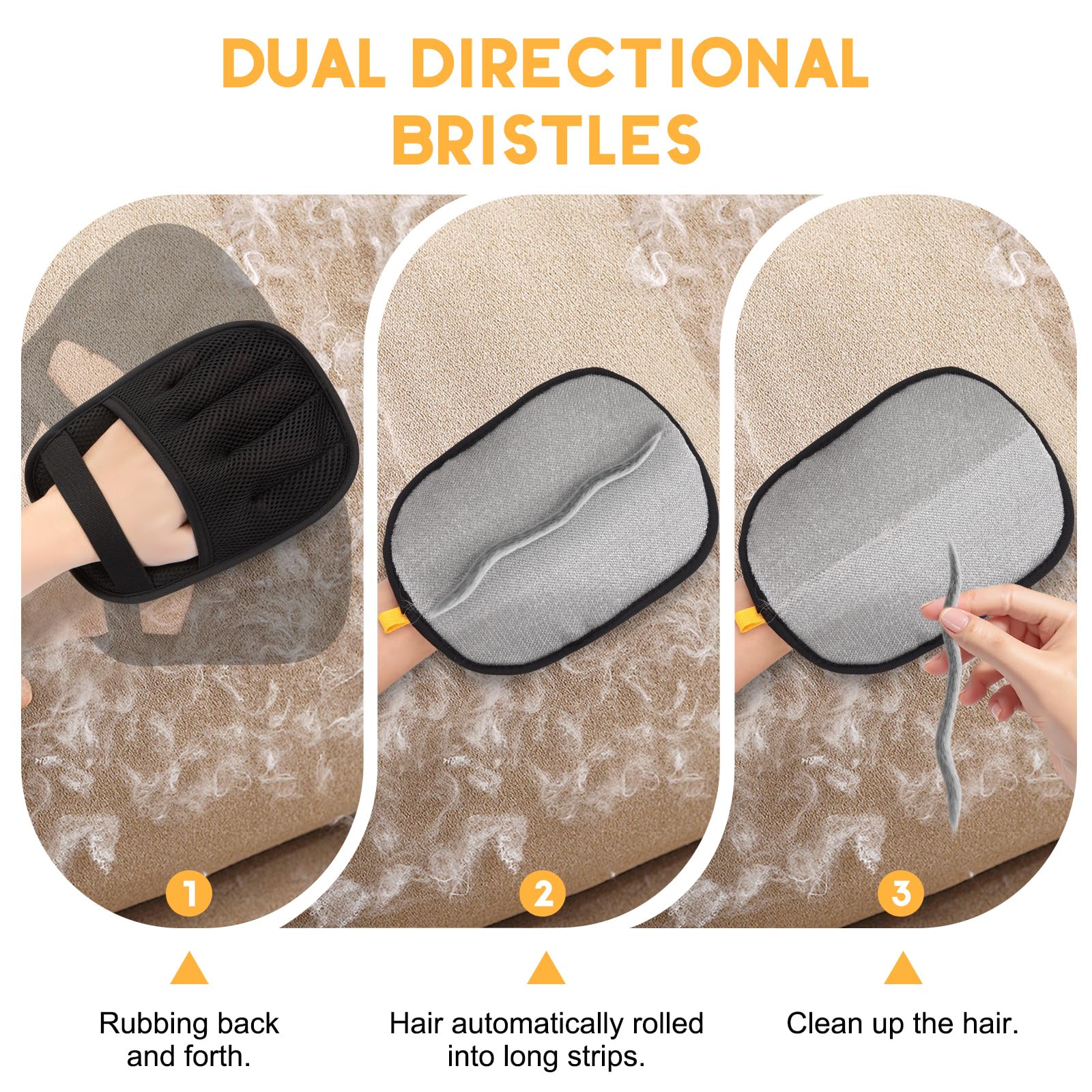 VerdeVilla washable pet hair remover gloves shown under faucet for quick rinse and reuse