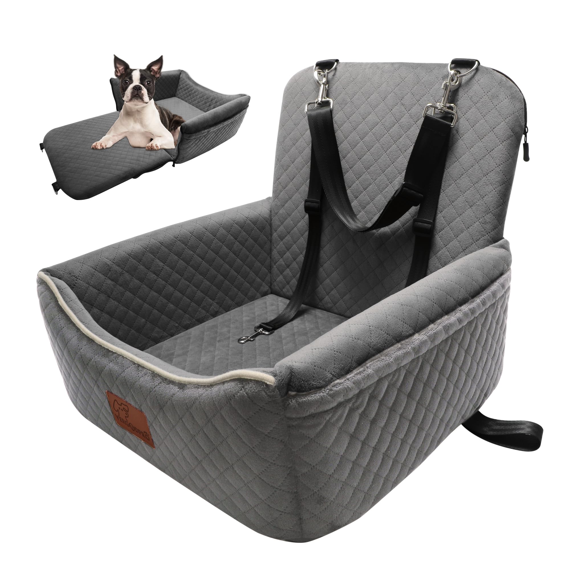 VERGODPRO Dog Car Seat Bed anti-slip base keeps car seat stable for safer rides.