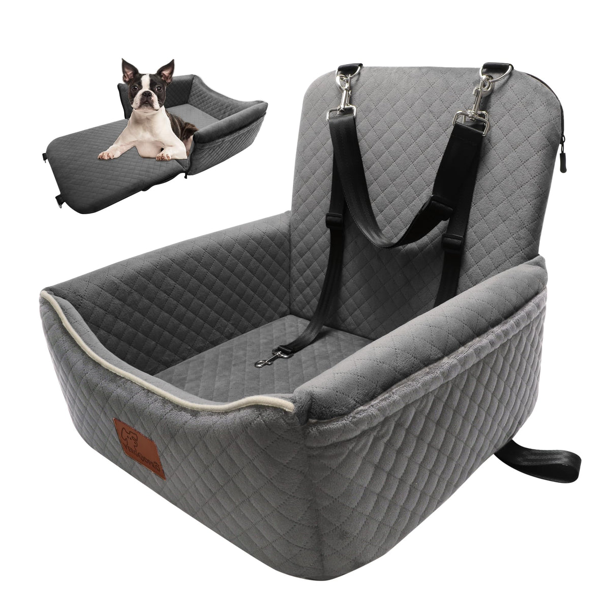 VERGODPRO Dog Car Seat Bed anti-slip base keeps car seat stable for safer rides.