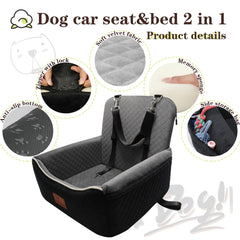 VERGODPRO dog car seat bed extended length by zipper for longer resting space.
