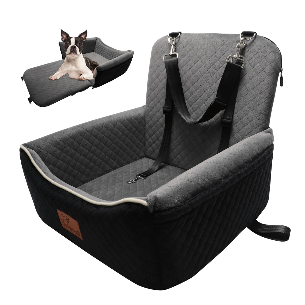 VERGODPRO dog car seat bed front view with memory foam comfort and non-slip base.