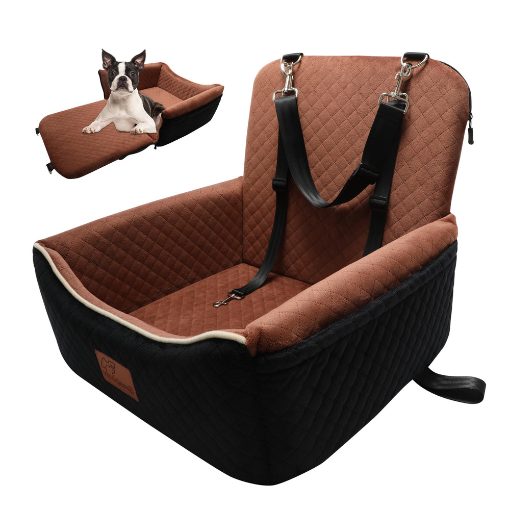 VERGODPRO dog car seat bed front view with memory foam for secure car comfort
