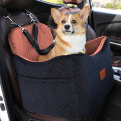 VERGODPRO dog car seat front view promotes improved visibility and secure travel for small dogs