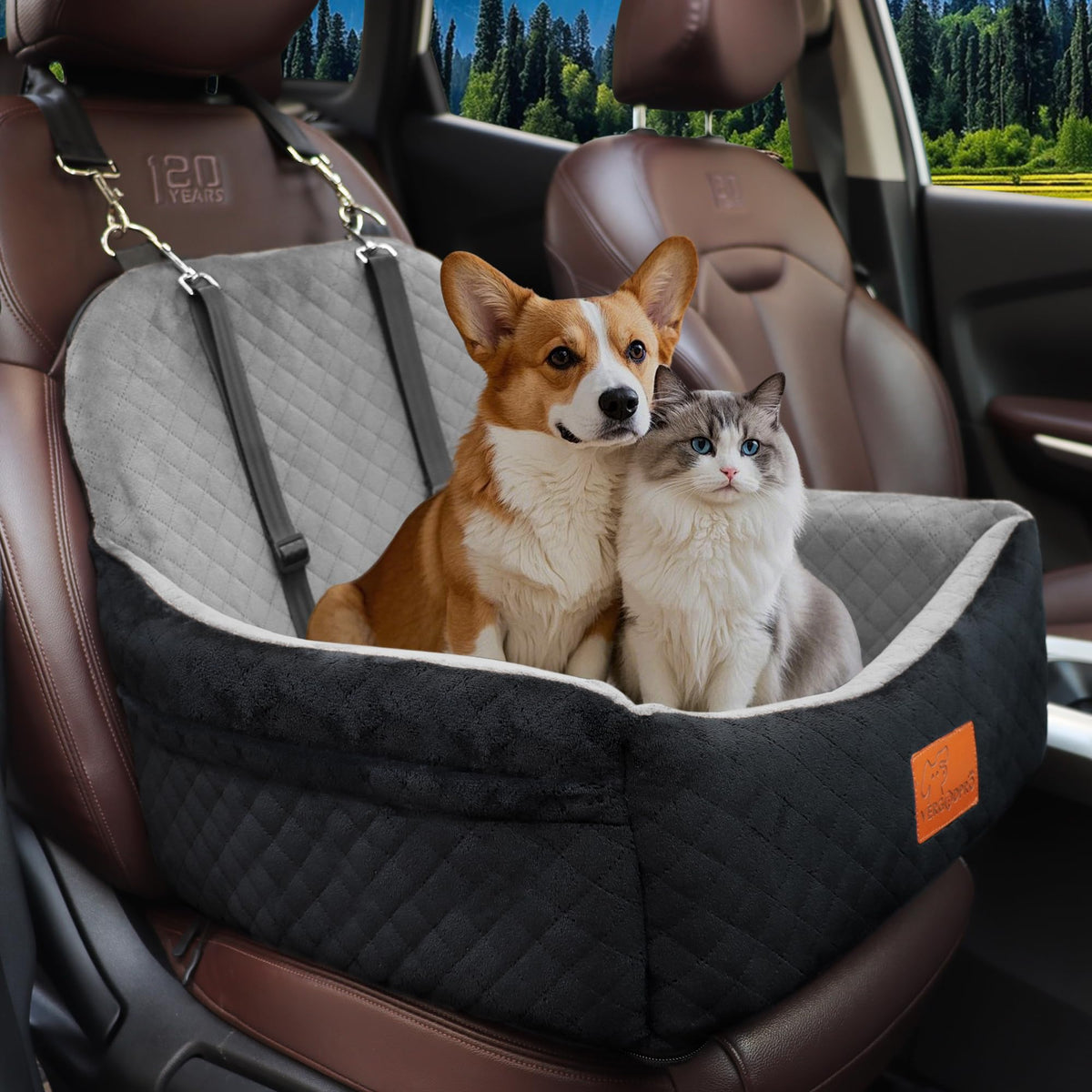 VERGODPRO memory foam dog car seat delivers plush comfort on every ride.