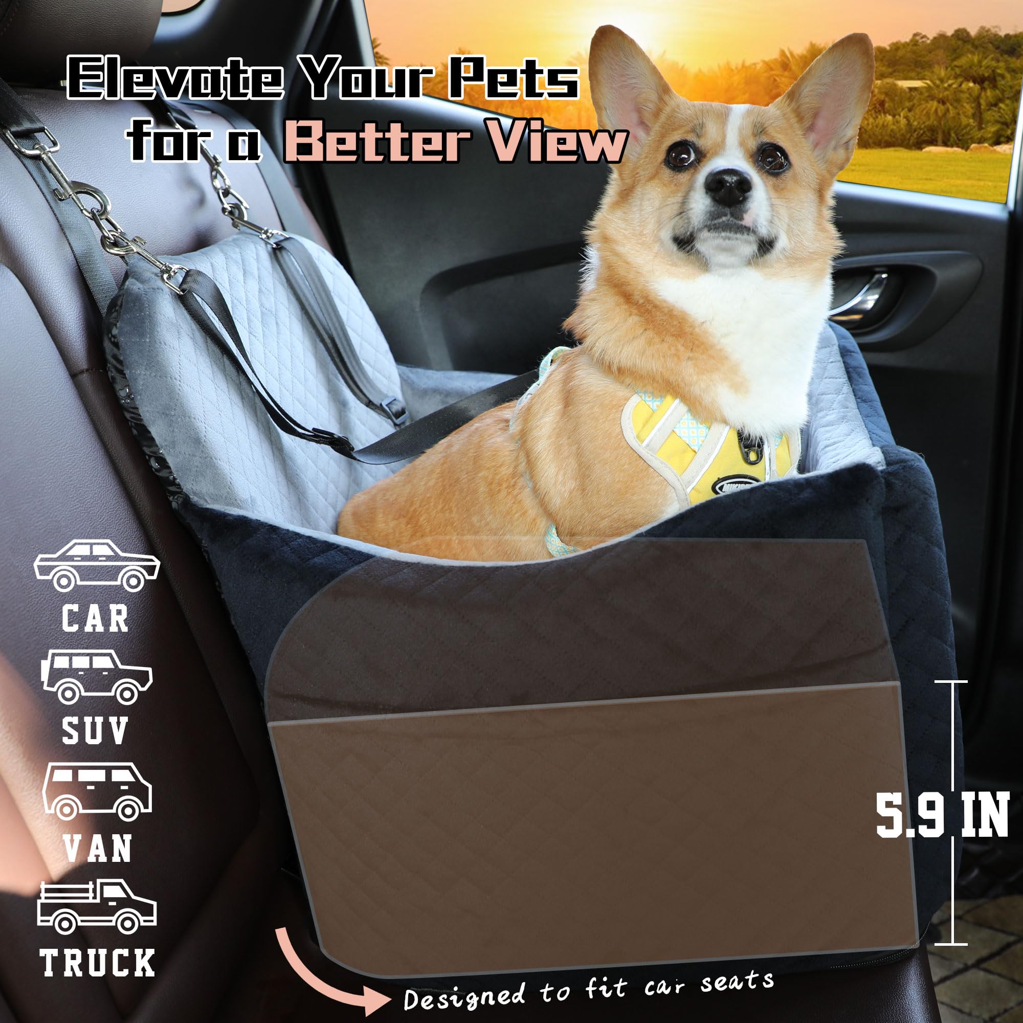 VERGODPRO dog car seat non-slip underside prevents seat movement during driving.