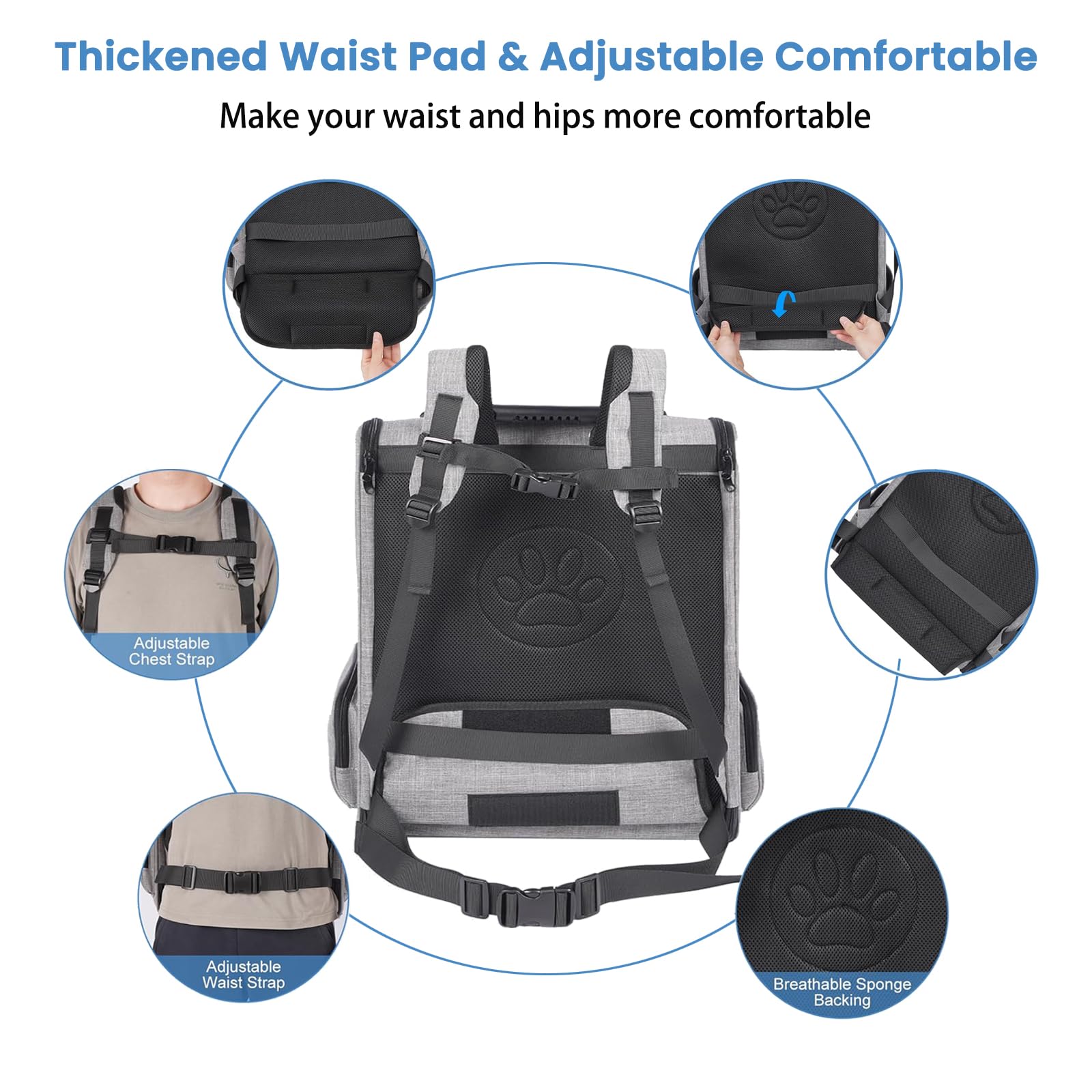 VERSMELO built-in safety straps keep pets secure inside during travel.