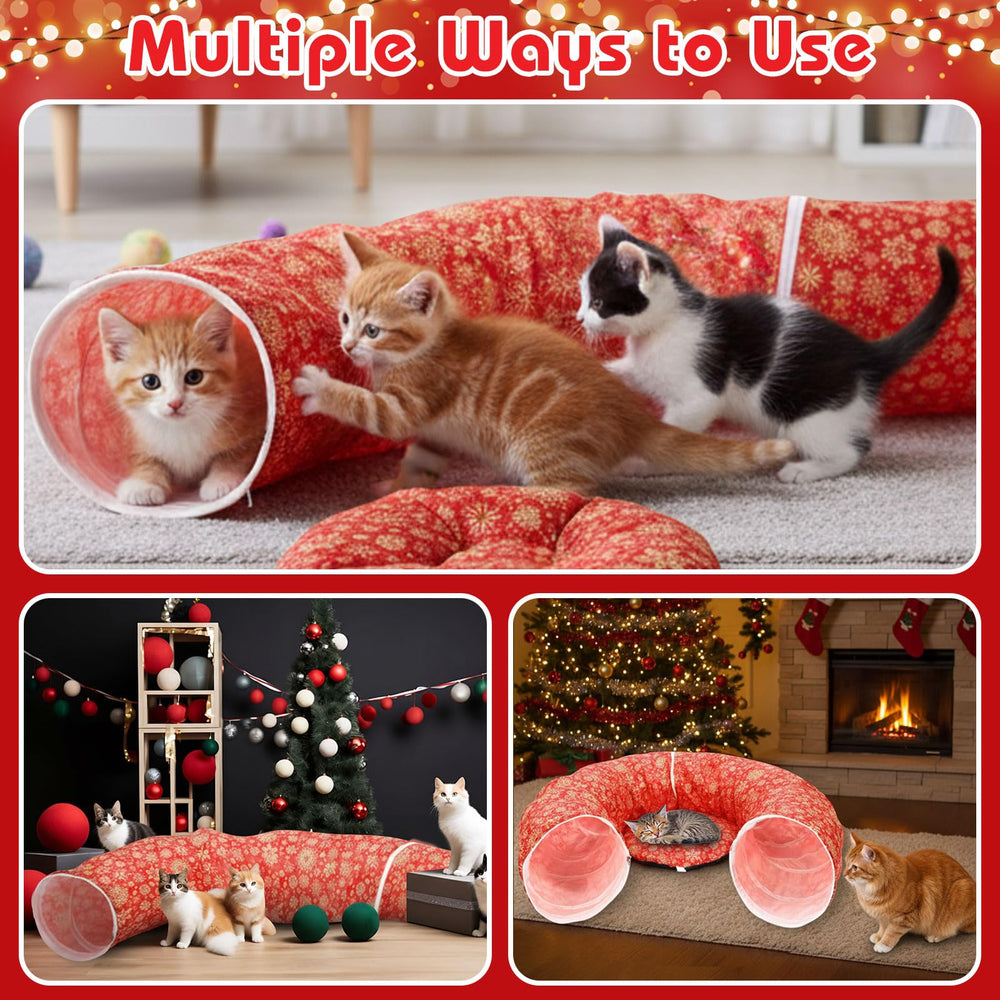 Vertintong Circular Xmas Design Cat Bed blends decor with a comfy retreat.