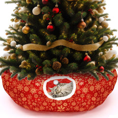 Vertintong Snowflake Cat Tunnel Bed under tree provides festive coziness for cats.