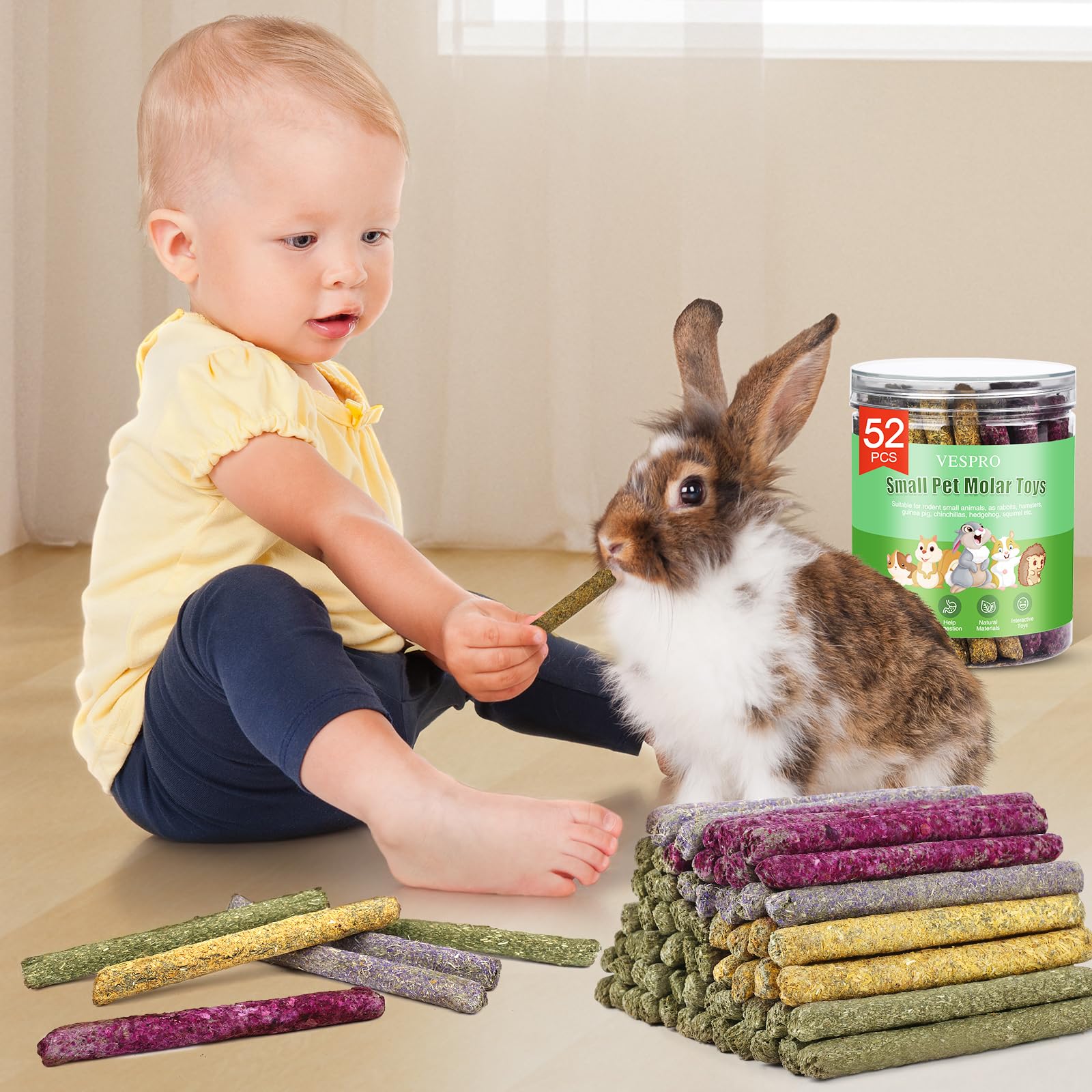 VESPRO foraging and chewing sticks encourage natural behaviors and dental wear.