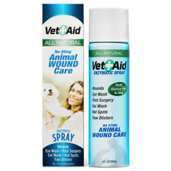 Vet Aid Animal Wound Care Spray bottle—sterile, non-stinging wound care in action.