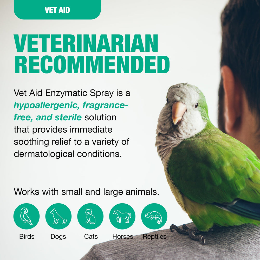 Vet Aid Animal Wound Care Spray mist—soothing saline spray for moist dermatitis and lacerations.