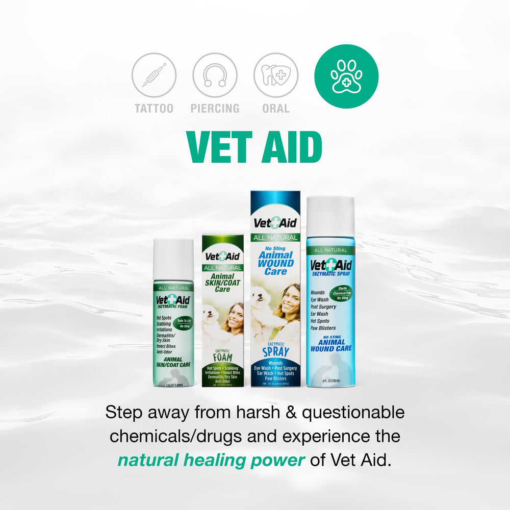Vet Aid Animal Wound Care Spray post-op use—helps support clean healing environments.