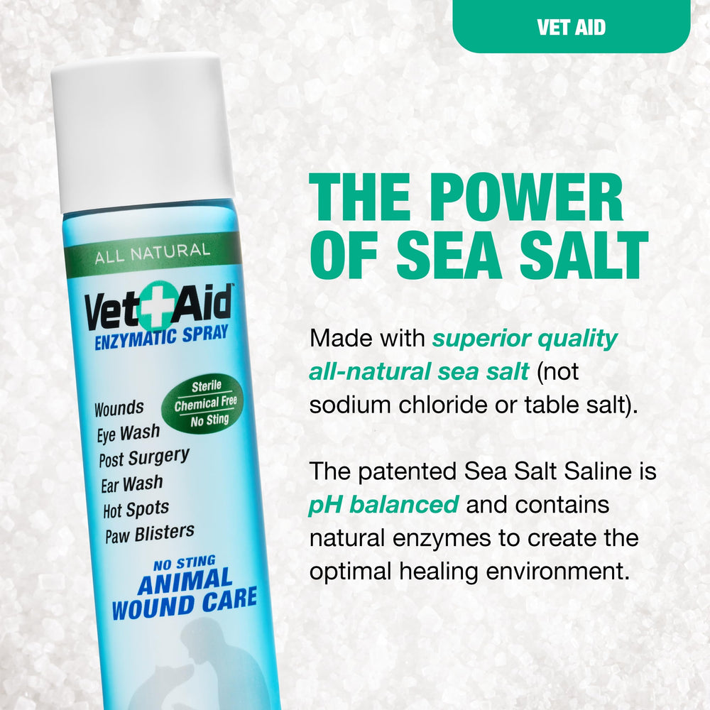 Vet Aid Wound Care Spray application—easy, gentle mist for post-op wounds and hotspots.