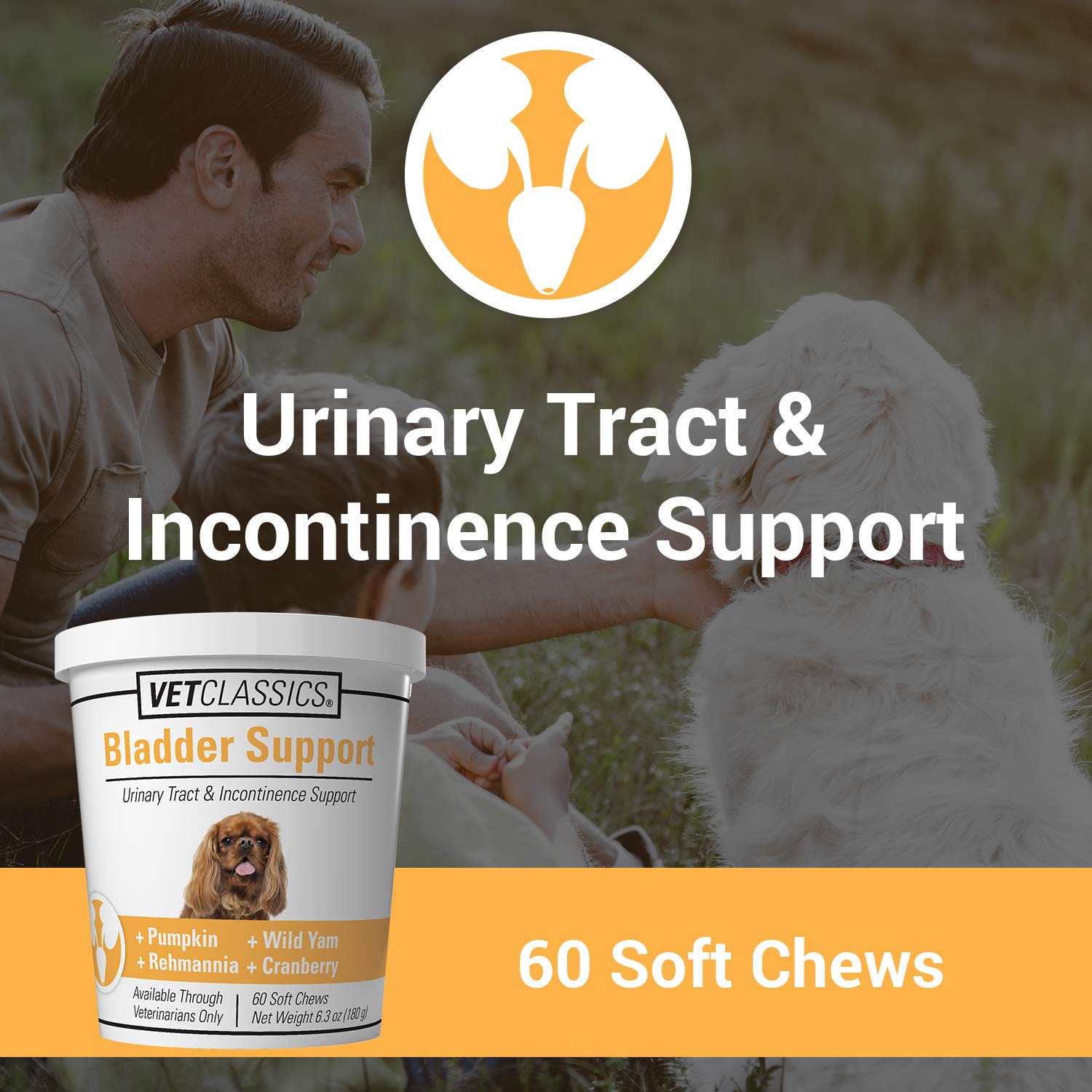 Close-up of Vet Classics bladder-support soft chews highlighting easy daily palatability