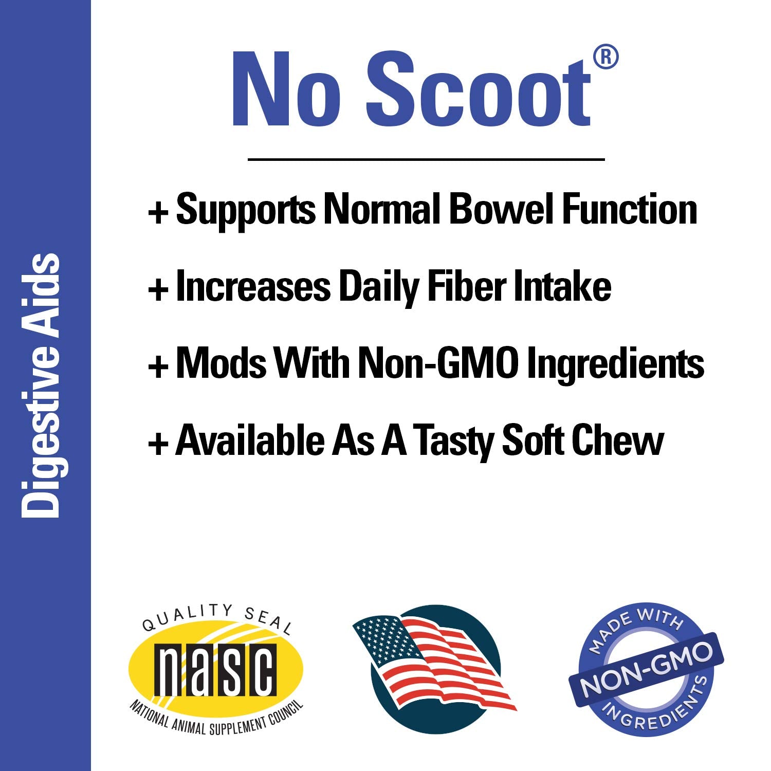 Vet Classics No Scoot pumpkin-flaxseed blend emphasizes fiber-rich ingredients for steady bowel function.