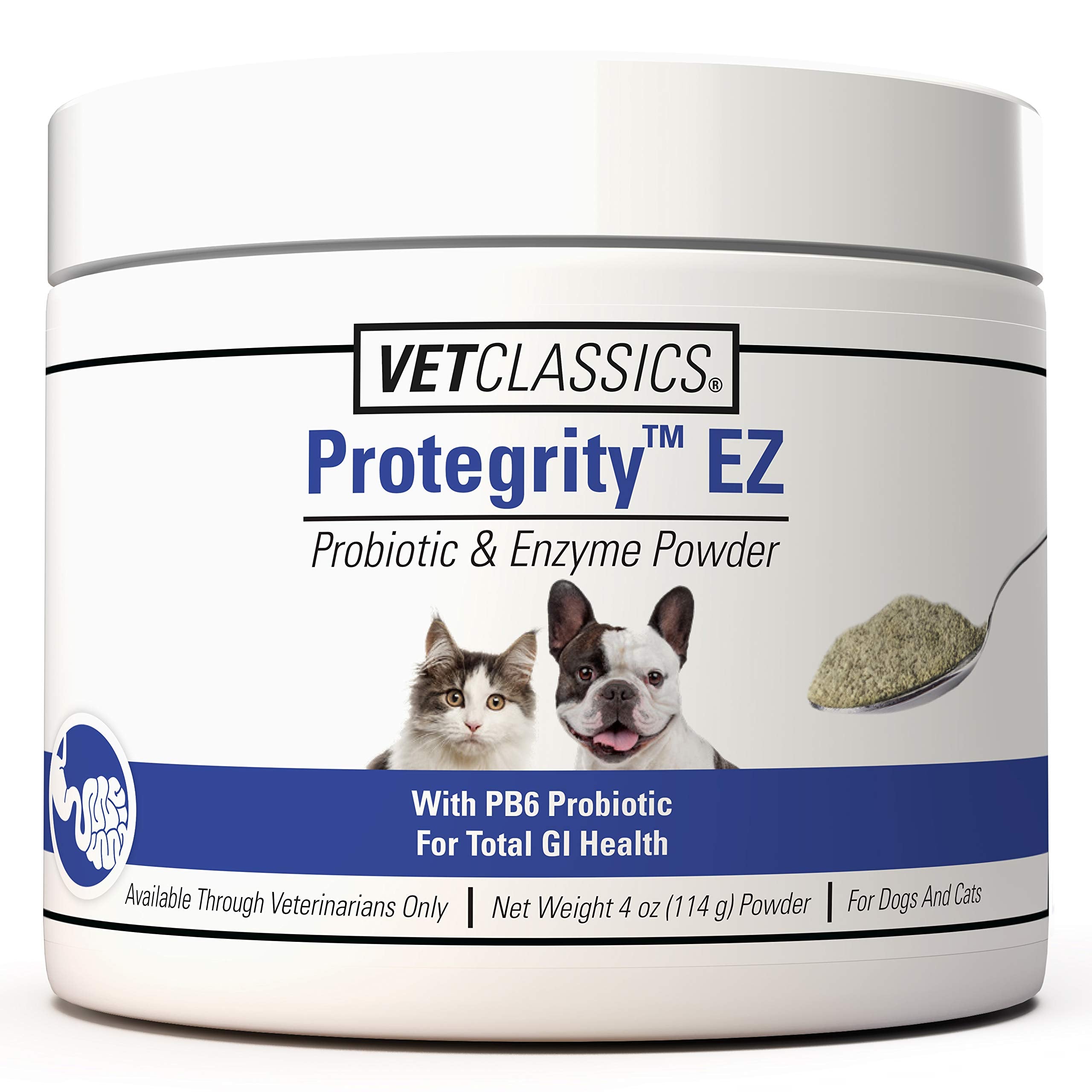 Vet Classics Protegrity EZ probiotic powder bottle supports dog's healthy digestion