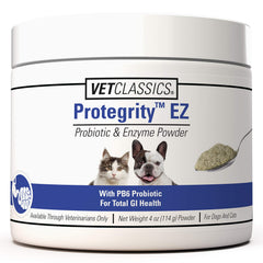 Vet Classics Protegrity EZ probiotic powder bottle supports dog's healthy digestion