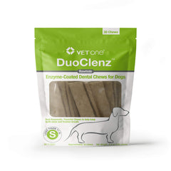 Empaque de Vet One DuoClenz para perros pequeños, ideal para la rutina diaria de cuidado bucal.