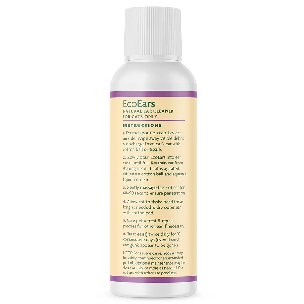 Vet Organics EcoEars being applied to a cat ear for gentle cleansing and relief.