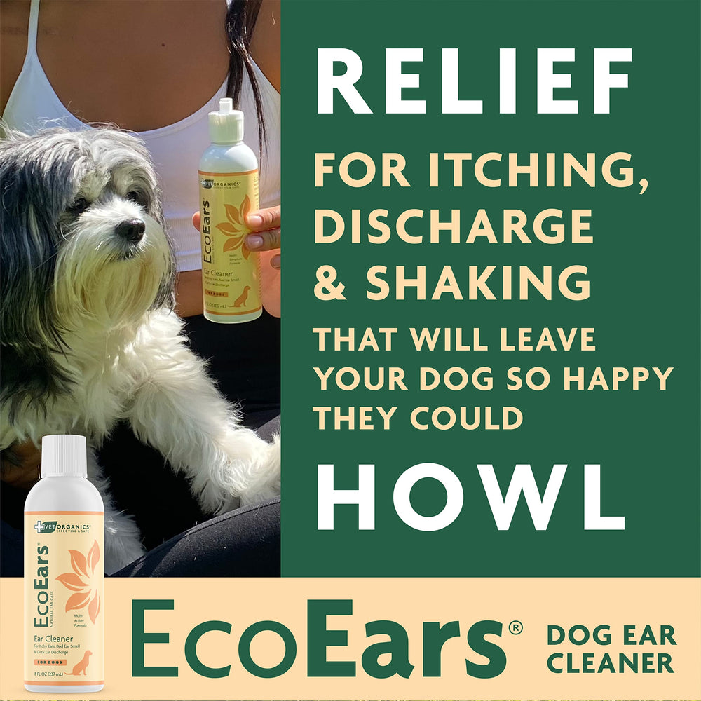 Vet Organics EcoEars ear cleaner application shows easy topical use