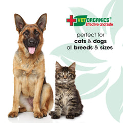 Vet Organics EcoImmune on pet-food-dish shows convenient daily supplementation.