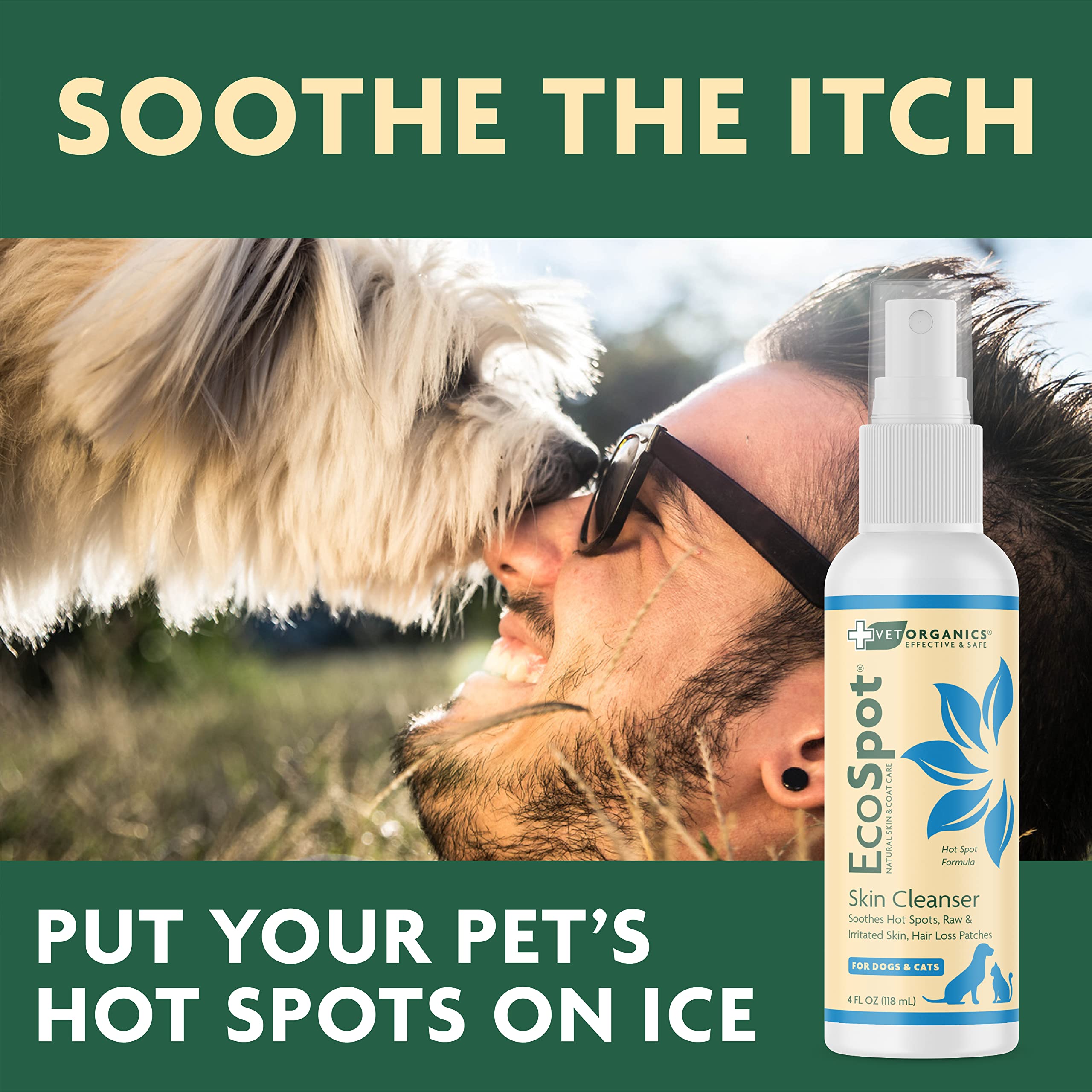 Vet Organics EcoSpot application for dogs delivers quick, non-greasy skin relief.
