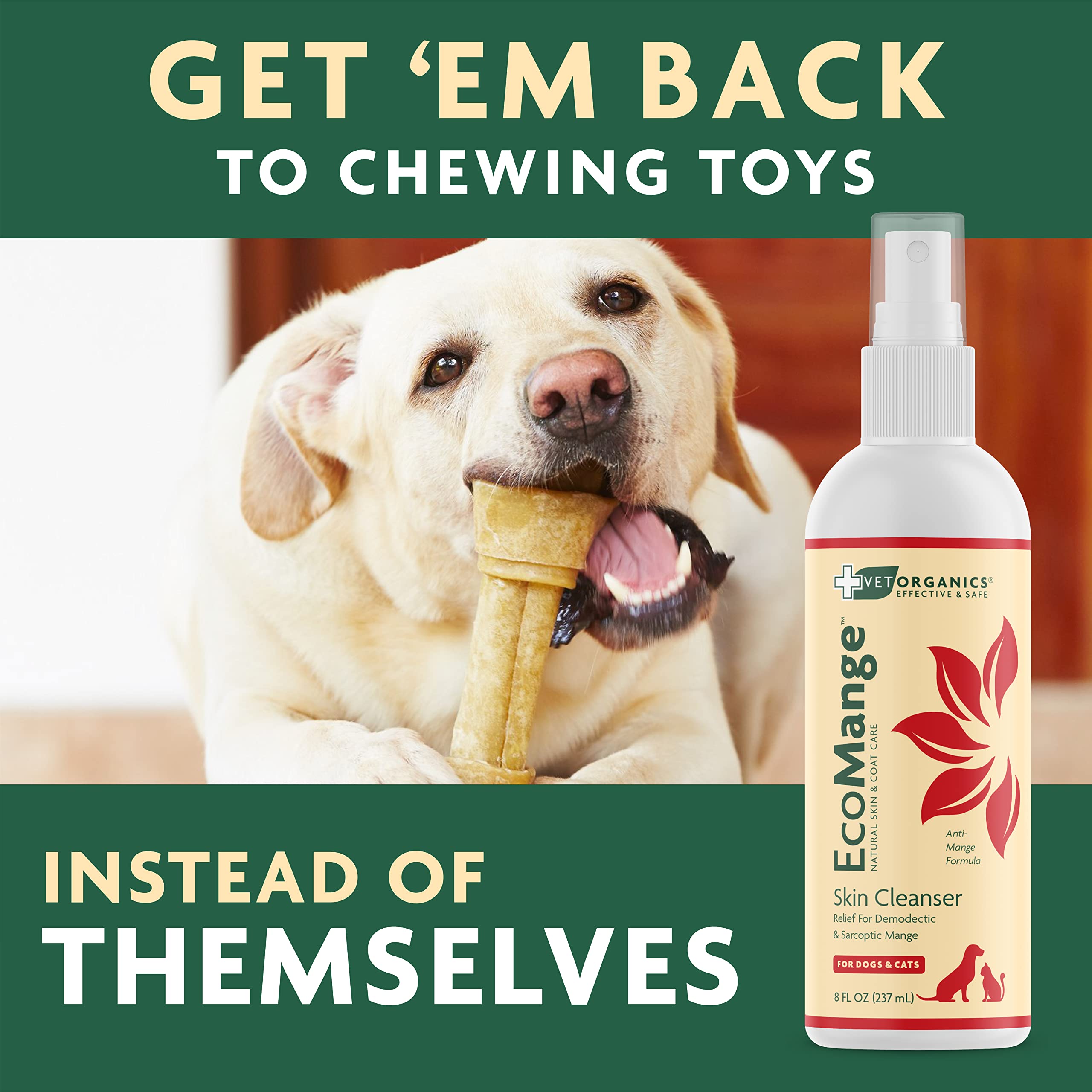 Vet Organics EcoMange-fast-relief spray action near irritated area