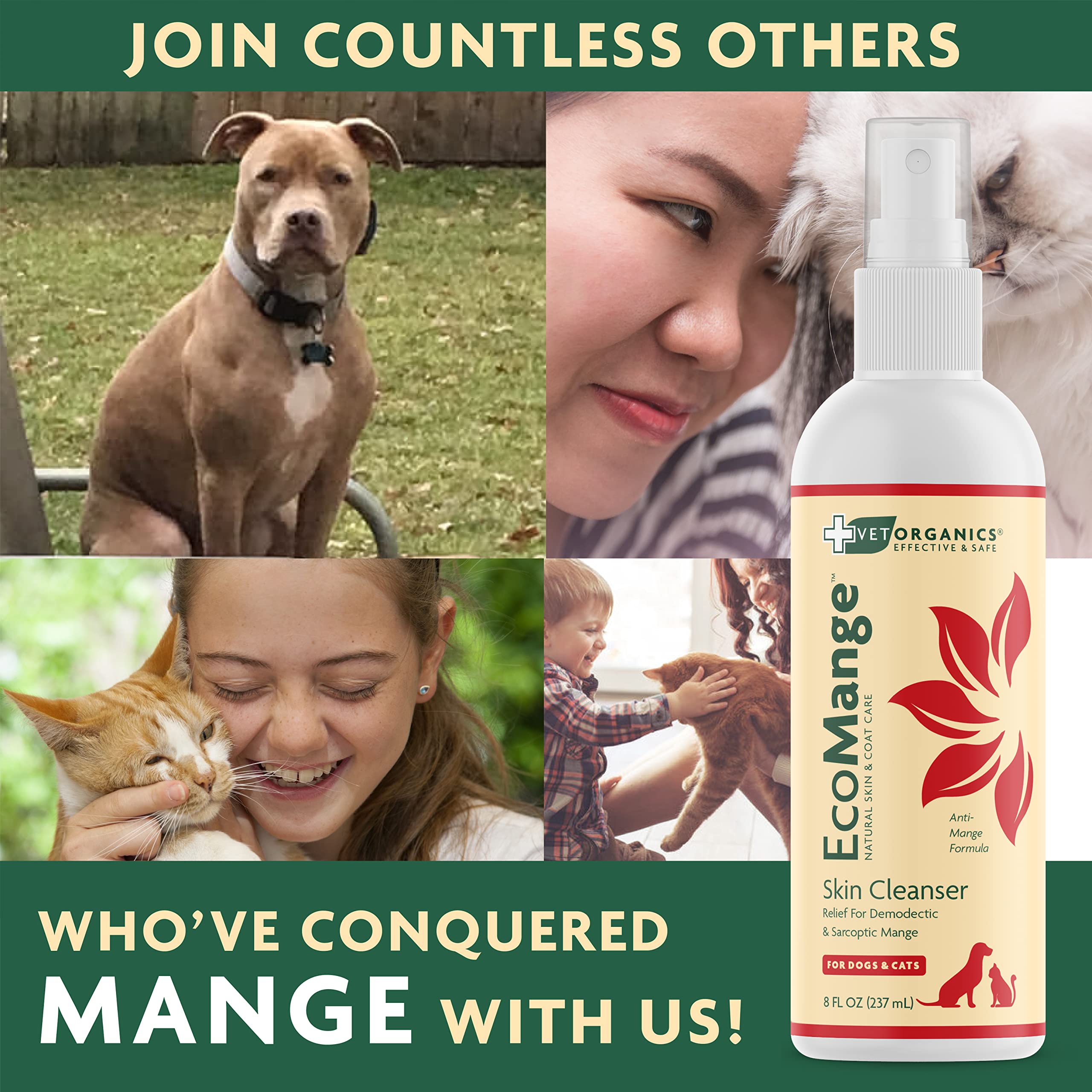 Vet Organics EcoMange-quick-dry-spray shows no oily residue on fur after use