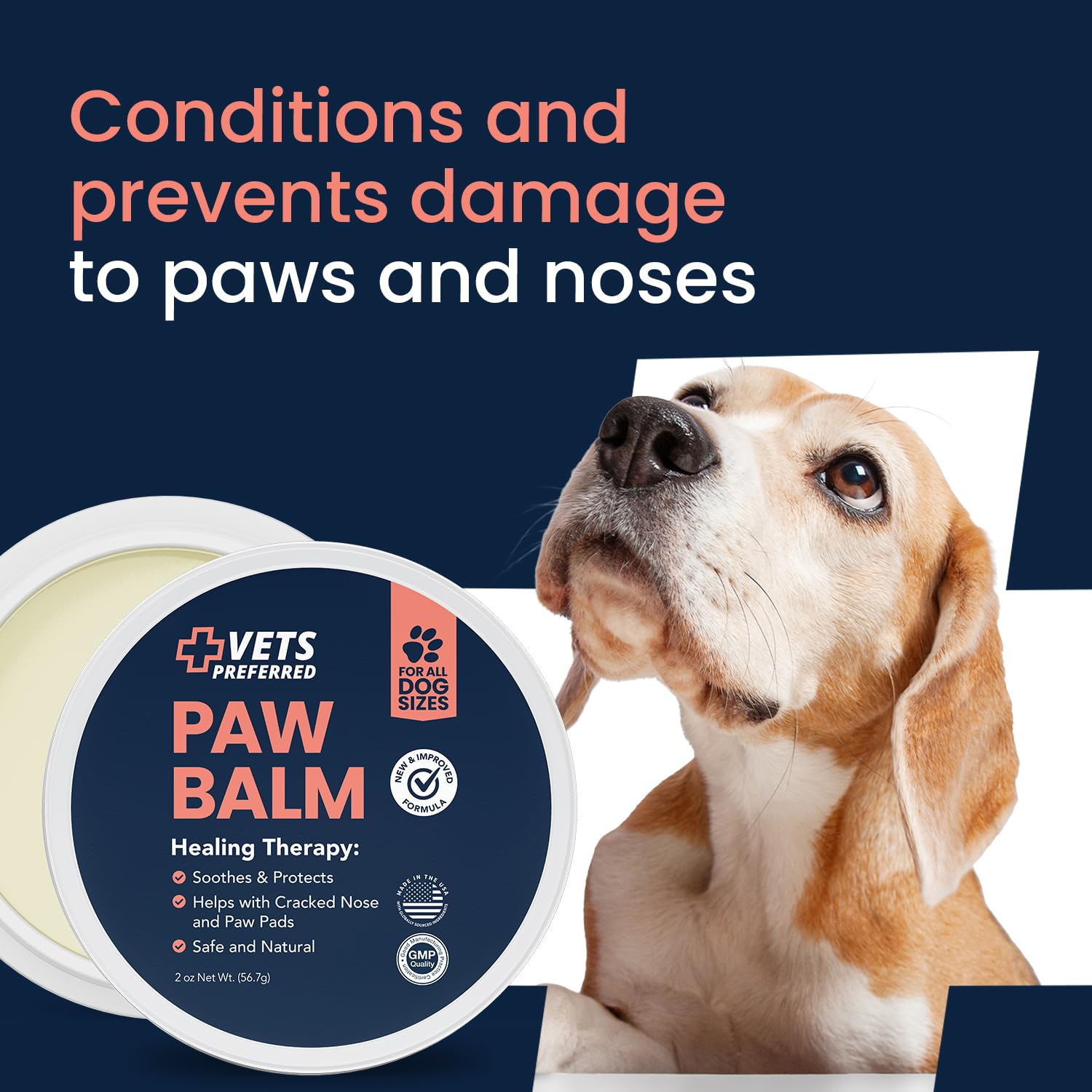 Piel seca de perros suavizada con Bálsamo Vets Preferred.