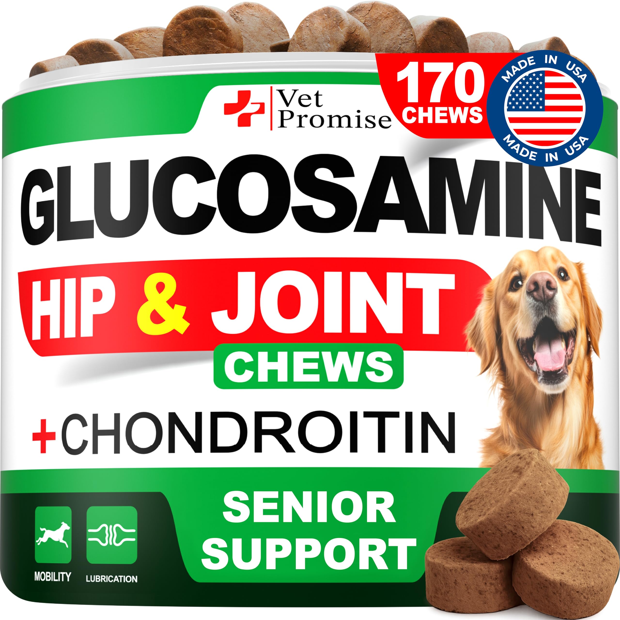 Vet Promise Advanced Glucosamine dog chews bottle for easy daily joint support.