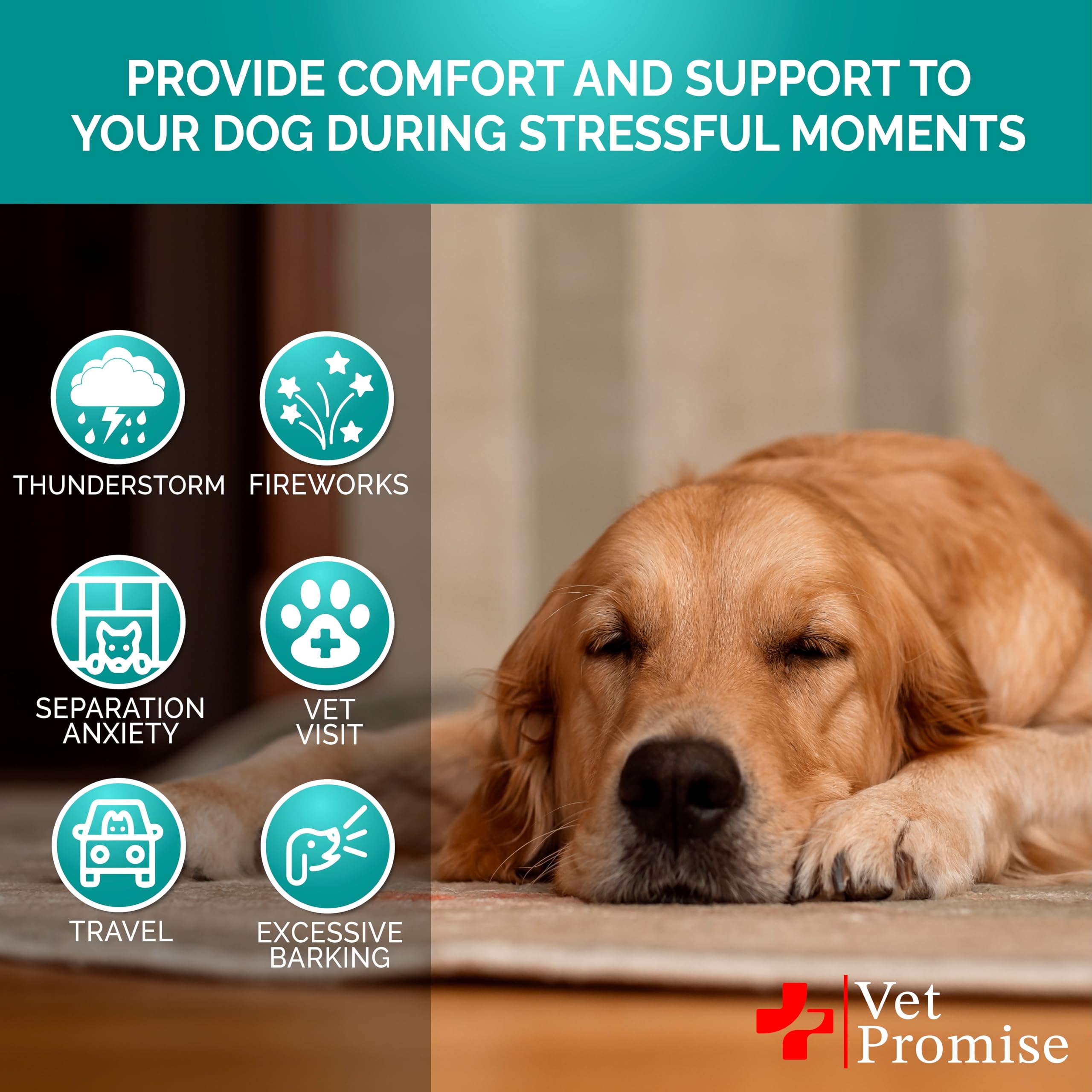 Vet Promise masticables calmantes con ingredientes naturales para el bienestar del perro.