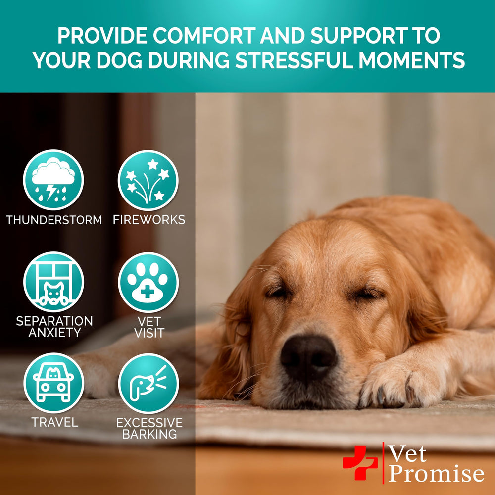 Vet Promise masticables calmantes con ingredientes naturales para el bienestar del perro.