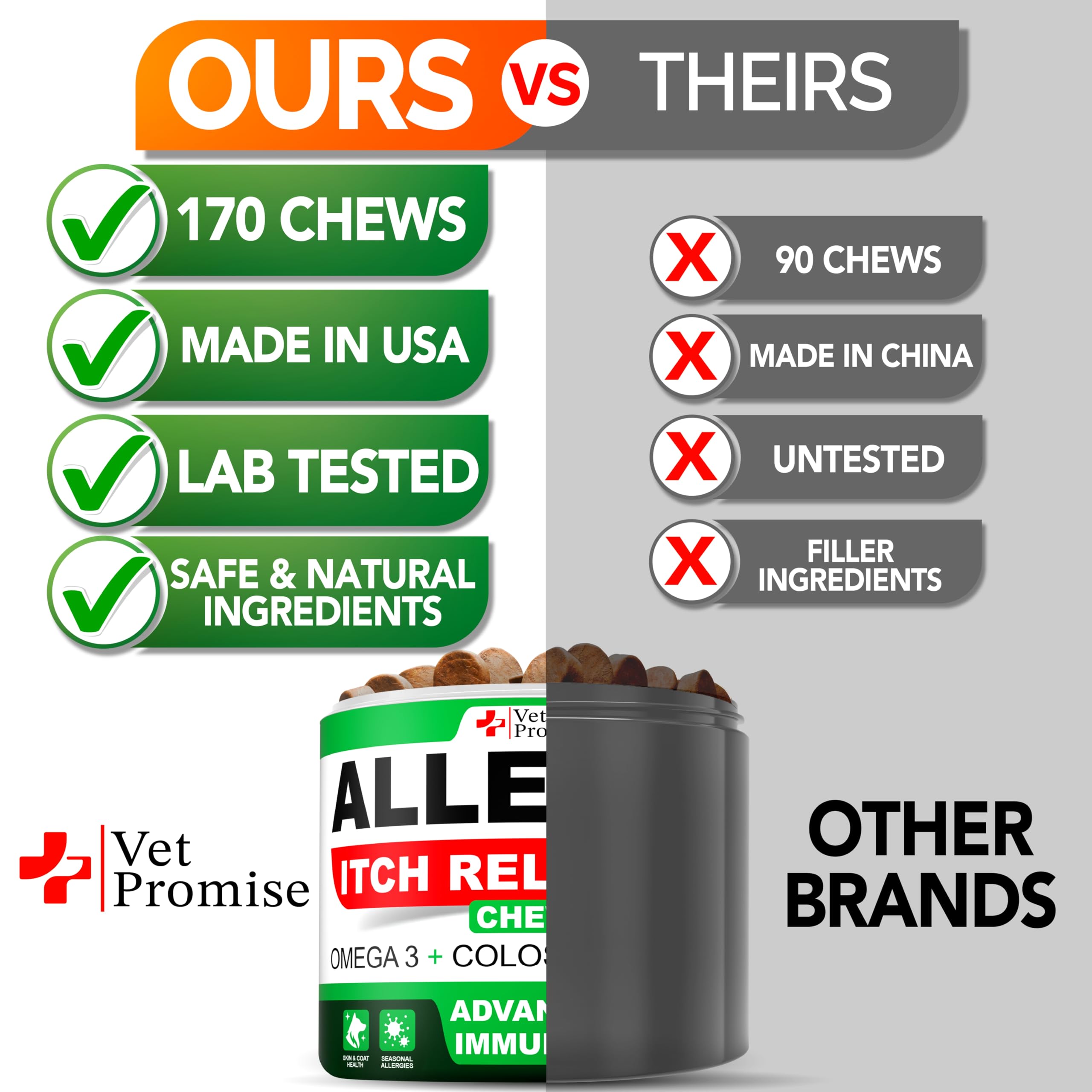Vet Promise dog allergy chews dry skin focus soothing ingredients promote comfort for flaky coats