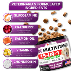 Vet Promise dog joint-support chews promote mobility and flexible movement for an active pup.