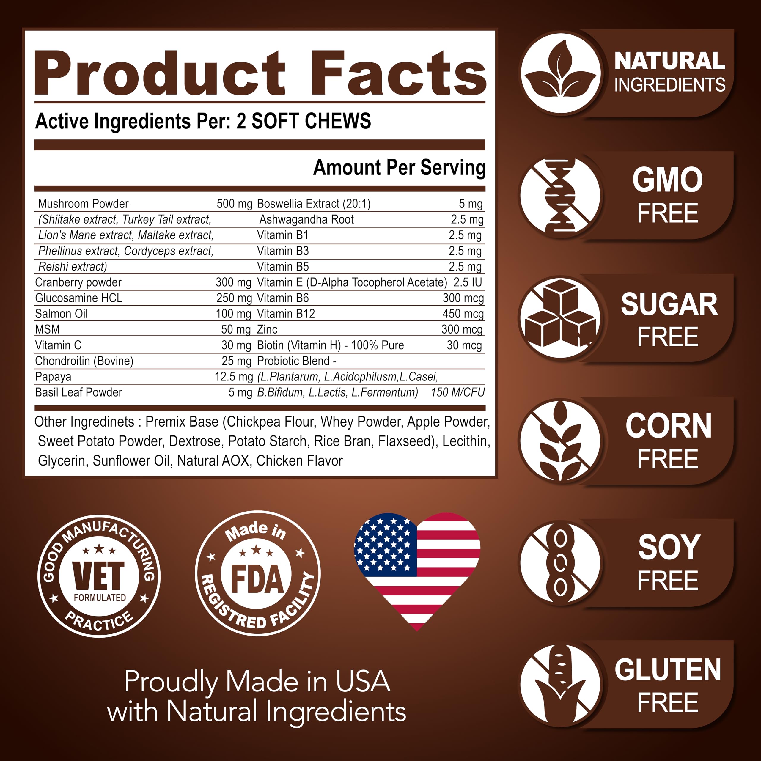 Vet Promise energy gut skin dog chews closeup suggests supported digestion and coat health