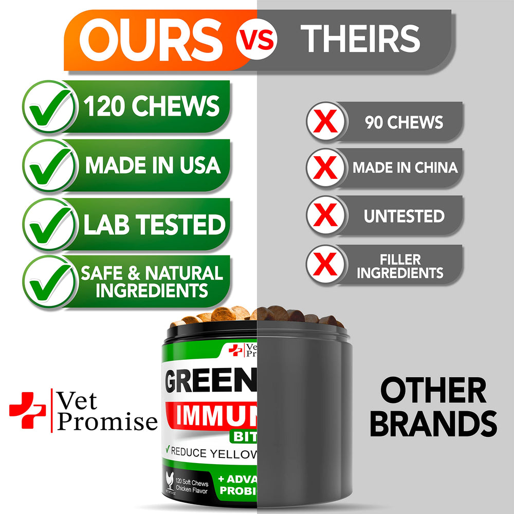 Vet Promise Grass Burn Chews probiotic power depicted for canine digestive comfort.