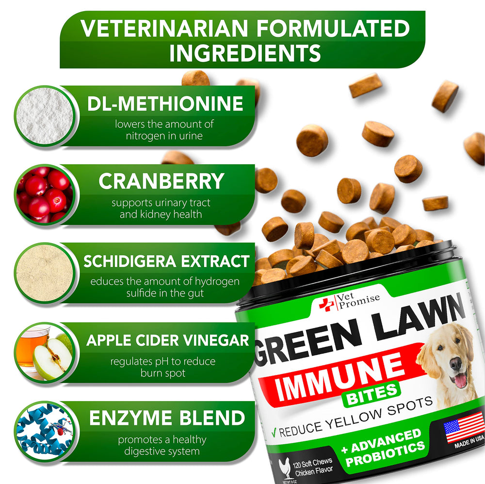Vet Promise Grass Burn Chews urinary health benefits suggested by product labeling.