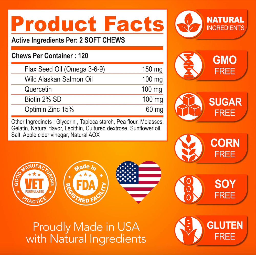 Vet Promise Omega 3 for Dogs fish oil label communicates premium ingredients for healthy skin and coat.