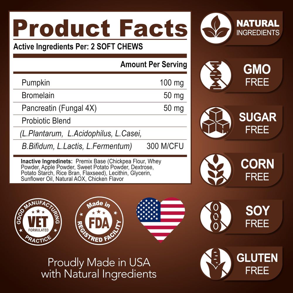 Vet Promise Super Poop Probiotics stool-balance illustration implies firmer stool potential