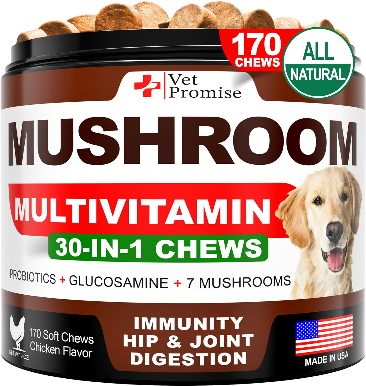 Vet Promise Turkey Tail dog chews packaging highlighting immunity support for dogs