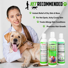 Vet Recommended dog dry skin cream application on a paw for gentle soothing.