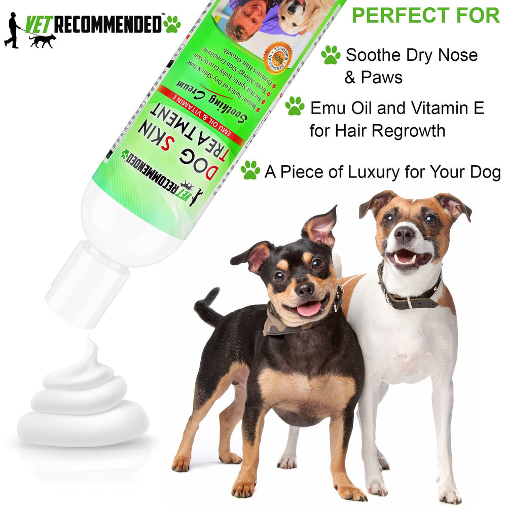 Vet Recommended emu oil cream paw close-up highlighting nourishing moisture.