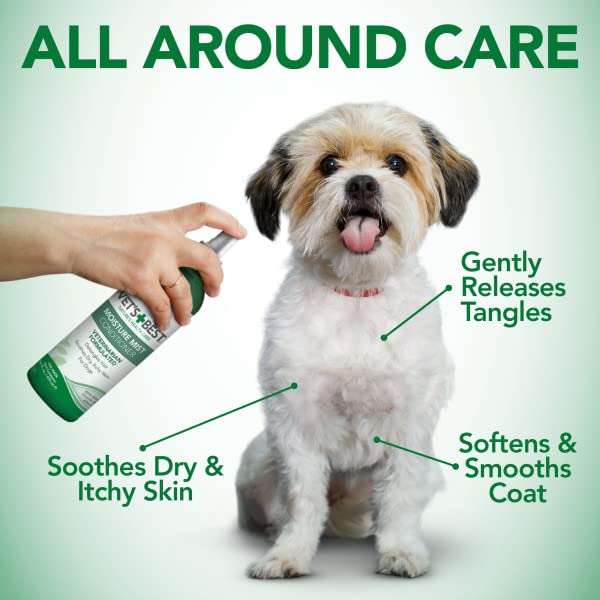 Vet's Best Moisture Mist spray application demonstrates easy, even spray for sensitive skin.