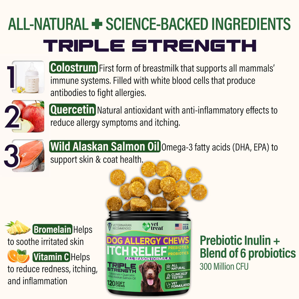 Vet Treat Allergy Relief Chews paw-lick remedy demonstrates targeted itch relief.